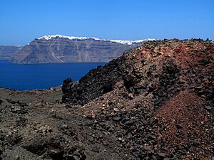 Viewing Fira from Nea Kameni