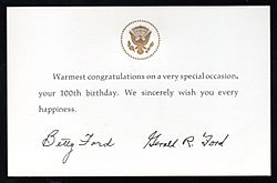 100th birthday card Fords