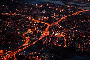 Espoo from air in night