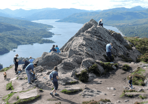 HIkers near Ben A'an summit