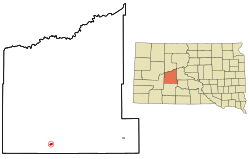 Location in Haakon County and the state of South Dakota