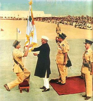 President Rajendra Prasad presenting the colours 1954