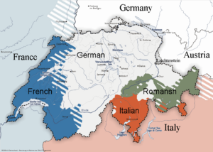 English-language version of Linguistic map of Switzerland