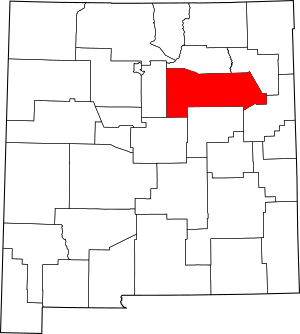 Map of New Mexico highlighting San Miguel County