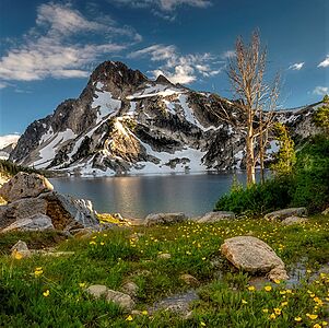 Mount Regan with a glimpse of Sawtooth Lake