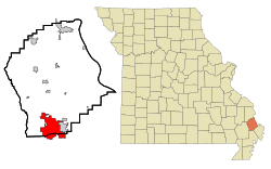 Location of Sikeston, Missouri