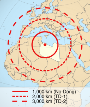 Threat ranges of Libyan North Korean-built missiles