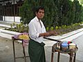 Tofu salad hawker in Myanmar