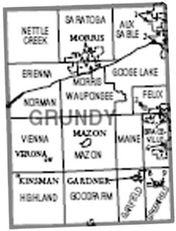 Map of Grundy County, Illinois.