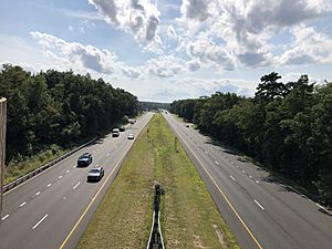 2021-09-08 15 20 45 View west along New Jersey State Route 36 from the overpass for the ramp to New Jersey State Route 18 in Eatontown, Monmouth County, New Jersey