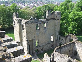 Ashby de la Zouch castle front building as seen from the tower