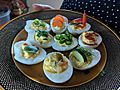 Assortment of Homemade Contemporary Deviled Eggs