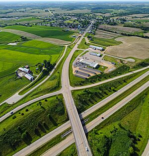 US-151 and US-61/Wis-35 junction by town