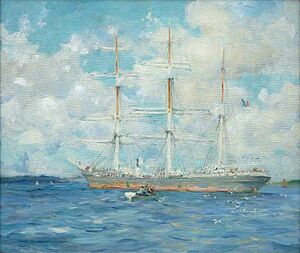 Henry Scott Tuke - French Barque in Falmouth Bay (1902)