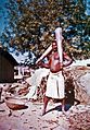 Indian wrestler exercising. 1973