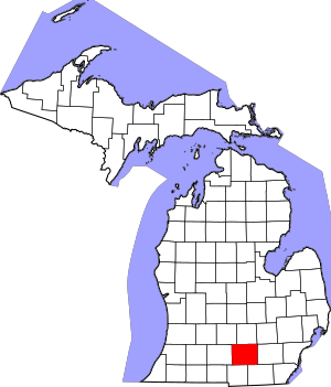 Map of Michigan highlighting Jackson County