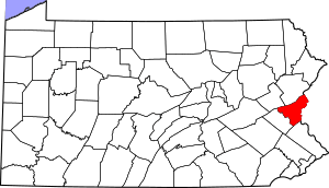 Map of Pennsylvania highlighting Northampton County