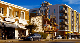 Motel and two other buildings on Hollywood Boulevard in Thai Town, Los Angeles, 2015