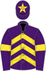 Purple, yellow chevrons, armlets and star on cap