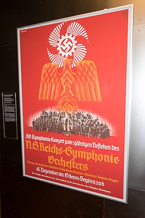 Fest-Symphonie-Konsert N.S. Reichs-Symphonie-Orchester Franz Adam. Kraft durch Freude, Drittes Reich, Plakat. Third Reich Nazi Era concert poster. Münchner Stadtmuseum 2014
