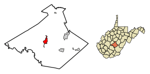 Location of Summersville in Nicholas County, West Virginia.