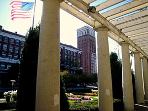 The former Sears Merchandise Building's Tower, as seen from the Sunken Garden