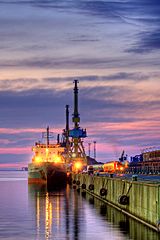 Sunset over Rostock harbour