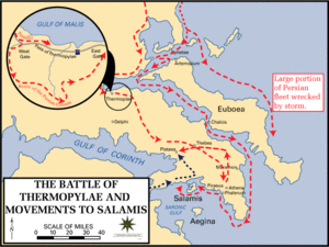 Battle of Thermopylae and movements to Salamis, 480 BC