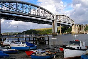 Bridges, boats and trains at Saltash.jpg