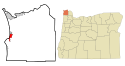 Location in Oregon and Clatsop County