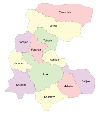 Counties of Markazi Province