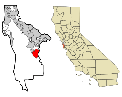 Location in San Mateo County and the state of California