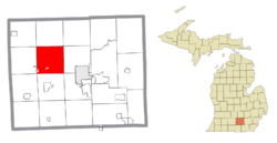 Location within Jackson County (red) and administered portions of Parma village (pink)