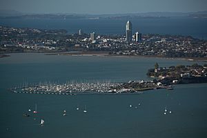 Bayswater marina with Takapuna in the background