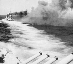 Cesare firing her guns