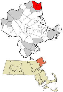 Location in Essex County and the state of Massachusetts.