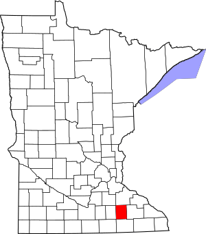 Map of Minnesota highlighting Dodge County