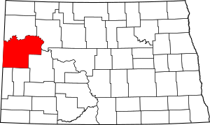 Map of North Dakota highlighting McKenzie County