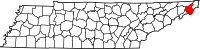 Map of Tennessee highlighting Carter County