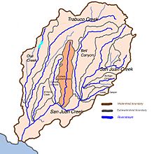 San Juan Creek Map Cañada Gobernadora highlighted