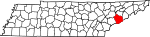 State map highlighting Sevier County