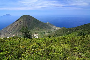 Monte dei Porri volcano from Monte Fossa delle Felci on Salina Aeolian Islands Italy