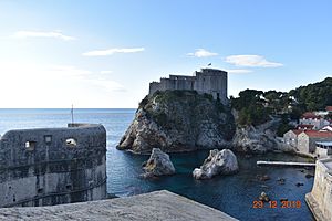 On the city wall of Old Town Dubrovnik, Croatia