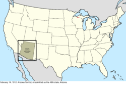 Map of the change to the United States in central North America on February 14, 1912