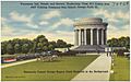 Vincennes, Ind., parade and review, graduating class 43-I cadets from AAF Training Command Pilot School, George Field, Ill., nationally famed George Rogers Clark Memorial in the background