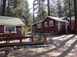 Downtown Wrightwood is dotted with many old resort cabins from the 1930s.