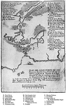 1781 Cañizares Map of San Francisco Bay (cropped)