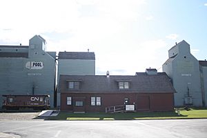 Train station and two of seven elevators that stood in Sexsmith