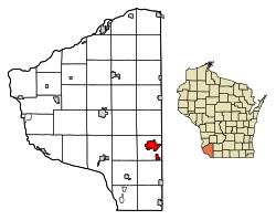 Location of Platteville in Grant County, Wisconsin.