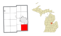 Location within Midland County and the state of Michigan